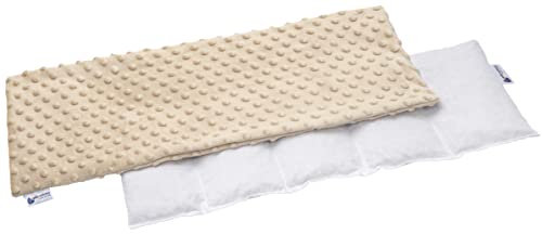 Medi Partners Kirschkernkissen 60x20cm 800g Minky 5 kammern Körnerkissen groß Öko Natur Wärmekissen Kältetherapie abnehmbarer Bezug (Beige)