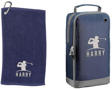 Personalised Golfer Towel and Shoe Bag – Embroidery and Clip 100% Ringspun Cotton Lawn Bowls Accessories - Dad Lawn Bowls Gift - Fathers Day Lawn Bowls Gift