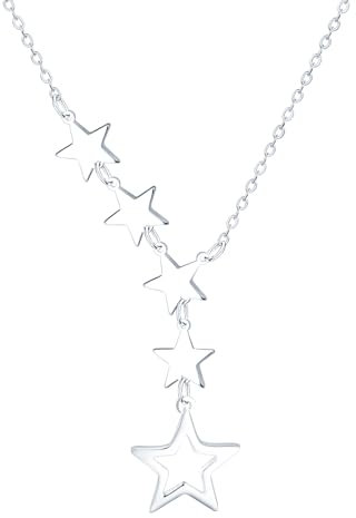 feilok Damen Kette aus 925 Silber Halskette für Frauen Mädchen Stern Weihnachten Valentinstag Muttertags