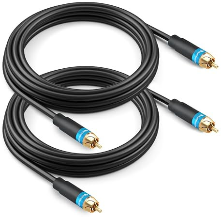 BlueRigger RCA Audio Subwoofer Cable (5M - 2 Pack, Dual Shielded with Gold Plated RCA Connectors) – for Subwoofer, Amplifier, Home Theater