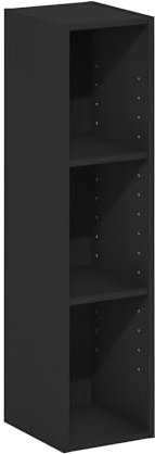 Furinno Fulda 3-stufiges, platzsparendes Aufbewahrungsregal, Bücherregal, 20 cm Breite, Schwarzes Holz