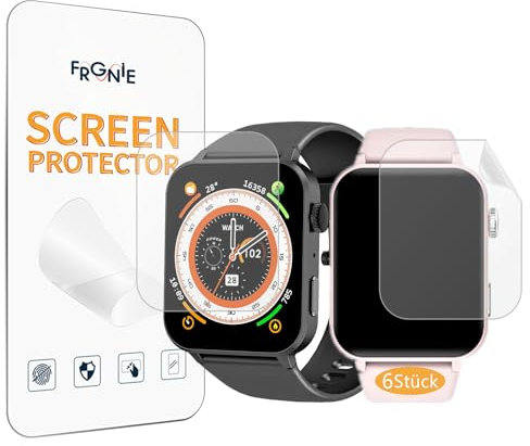 Frgnie Schutzfolie Kompatibel für Blackview R30 Pro Smartwatch 1,85 (6 Stück) HD Flexibel TPU Displayschutzfolie Kompatibel für IOWODO R50 PRO Smartwatch