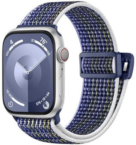 Easuny Loop Armband Kompatibel mit Apple Watch Armband 45mm 44mm 49mm 42mm 46mm, Weiche Geflochtene Nylon Band für Apple Watch SE/iWatch Series 10 9 8 7 6 5 4 3 2 1 Ultra Damen Herren, Sturm Blau