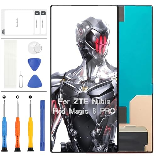 AMOLED Ersatz-LCD-Bildschirm für ZTE Nubia Red Magic 8 PRO NX729J LCD Display Touch Panel Digitizer Montage Glas Handy Reparaturset mit Werkzeugen (Schwarz ohne Rahmen)
