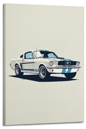 FYRCO Klassisches amerikanisches Muskelsportwagen-Poster, Mustang GT350, dekoratives Gemälde, Leinwand-Poster, 30 x 45 cm