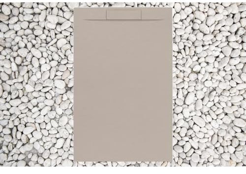 Duschtasse 75 x 140 cm, Moka RAL 1001 Line Plus, aus Harz und Marmorstaub mit seitlichem Gitter aus Marmorharz