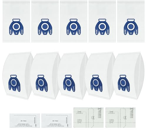 DLAIMI 10 Pezzi Sacchetto Aspirapolvere Compatibile con Miel e GN, Efficienza 3D Adatto per Complete C3/C2, Classic C1,S400i-S456i,S8,S5,S2 Series,Con Filtri di Protezione Motore,Filtro AirClean