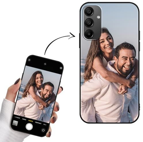 Yoedge Personalisierte Handyhülle für Samsung Galaxy A15 4G/5G Hülle Selbst Gestalten mit Eigenem Foto Bild Text Personalisiert Case Individuelle Schutzhülle Schwarz Cover für Samsung A15 6,5