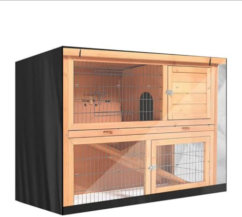 Abdeckung für Kaninchenstall, Oxford-Stoff, Doppeldecker, 122 cm, staubdicht und feuchtigkeitsbeständig, für Kaninchen- und Meerschweinchen-Käfige (schwarz)