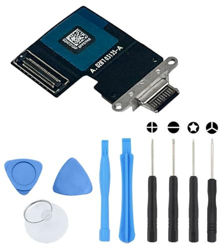 S&L ENTERPRISE Charging Port Dock Connector Compatible with iPad Pro 11 inch 2nd / iPad Pro 12.9 inch 4th Gen 2020 Charging Port Flex Cable – Incl. Repair Tool Kit – Black