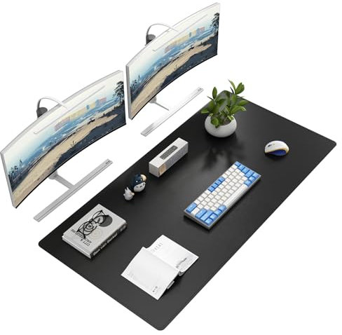 DAWNTREES Schreibtischunterlage,120x60cm,Büro Tischmatte aus Leder,Rutchfeste,Office Groß Mousepad Laptop Schreibunterlage,Geeignet für Büro, Zuhause und Desktop-Einsatz (Schwarz)