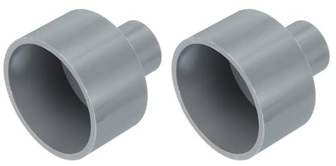 sourcing map 2 Pcs UPVC Reducer Pipe Fitting, 50x20mm PVC Straight Pipe Coupling Adapter Connector for Home Sewer Plumbing Water Line, Grey