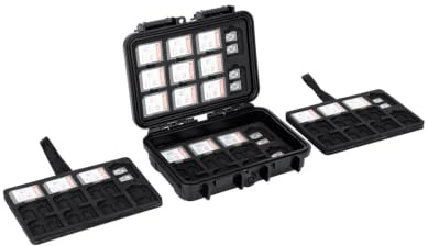 KIWIFOTOS Hartschalen-Schutzhülle mit 132 Steckplätzen, wasserdicht, tragbar, passend für 44 x SD und 88 x Micro-SD-Karten, Eva-Schaumstoff, stoßfest, große Kapazität