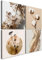 B&D XXL - Wandbilder Set Baumwolle 80x80 cm 4 Teilig je 40x40 Vlies Leinwandbild Kunstdruck modern Wandbilder XXL Wanddekoration Design Wand Bild mehrteilig Blumen Wohnzimmer beige b-C-10469-b-a