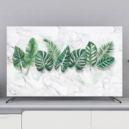 Hixingo Cubierta Antipolvo para TV, 32-80 Universal Funda para Televisor Elástico Protector para Smart TV, Hojas Verdes Cubierta de Televisión Pantalla de Funda (75(175x100cm),Mármol)