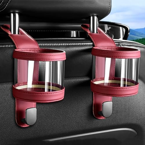 BIRNN 2 Pièces Porte Gobelet Voiture pour Audi Q2 Q3 Q4 Q7 TT TTS TT RS, Porte-Gobelet sur l'appui-tête Crochet Multifonctionnel pour Dossier de Siège de Voiture, F Red