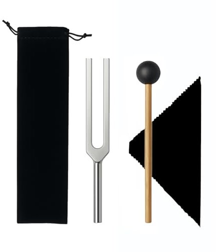 A432 Hz Stimmgabel Set, Stimmgabel Therapie aus Aluminium mit Silikonhammer und Aufbewahrungstasche, Klangtherapie zur Heilung, DNA-Reparatur, Meditation, Stressabbau, Musikinstrument-Tuning