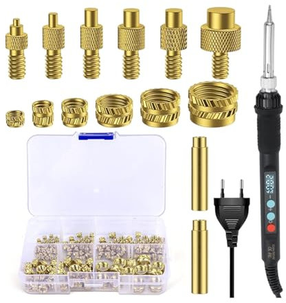 YdseozOA Set di punte per saldatura filettate, 6 punte per saldatura per inserto filettato, saldatore a LED da 80 W, con 160 dadi a vite M2 M2.5 M3 M4 M5 M6 M8