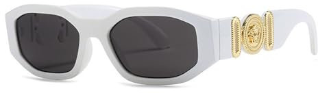 AYBIOSD Sonnenbrille Für Frauen Männer Quadratischen Rahmen UV400 Schutz Vintage Rectangle Sonnenbrille Für Das Fahren Radfahren Sport Angeln Reisen,White 2