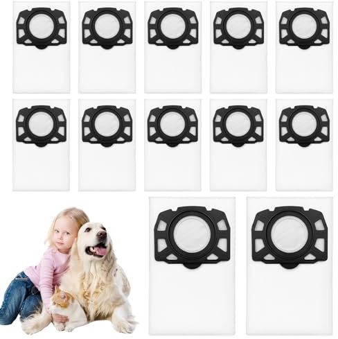 Druuzyl 12 Bolsas Filtro para Kärcher WD4 WD5 WD6 MV4 MV5 MV6, Compatible con KFI 487, para Aspiradores Kärcher Seco/Húmedo