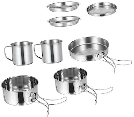 Abaodam 1 Satz Tragbarer Topfsatz Bausatz rostfreies Campingkochgeschirr Camping -Utensilien Picknick-Kochgeschirr-Set Picknickkochgeschirr Lagerküchenausrüstung Rostfreier Stahl Silber