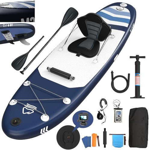 JUMMICO Stand Up Paddling Board, 320cm *80cm*15cm Aufblasbares SUP Board, 2-in-1 Stand Up Paddle Mit Sitz und verstellbarem Paddelbrett, Bis 160kg, Ideal zum Surfen, Angeln, Yoga, Dunkelblau
