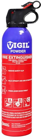 Vigil 600g Car Fire Extinguisher - Filled with ABC Powder - 5A 21B C Rating - Budget-Friendly Vehicle Fire Safety - 5 Year Warranty
