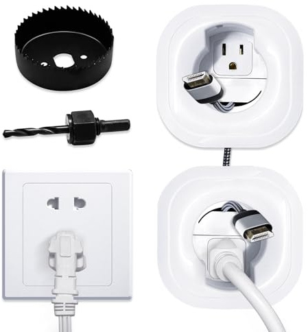 in-Wall Cable Management Kit, Wire Manager for Power and Low Voltage Cables, Tv Cord Hider for Wall-Mounted Tvs, Tv Cable Concealment Kit with Hole Saw Drill Bit Attachment