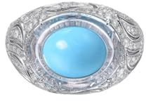 Wycian Engagement Ring For Women Trauringe In Silber 18 Karat Weißgold Oval mit 2,68 CT Künstlichem Türkis und Moissanit Größe 49 (15.6) Massiv, Nicht Plattiert Mode für Gattin Valentinstag Schmuck