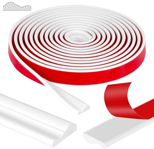 NUTKIT 6m * 32mm Strisce Adesive per Modanatura, Modanatura Adesiva per Parete, Flessibile Modanature per Pareti 3D Decorative, per Specchi, Armadi e Rivestimenti Murali - Bianco