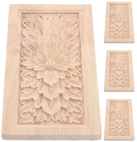 Cabilock 4 Stück Unbemalte Geschnitzte Holzintarsien 15x8cm Dekorative Römische Säulenapplikationen für Möbel Wände Schranktüren Kaminverkleidungen und Selbstgemacht Holzdekor