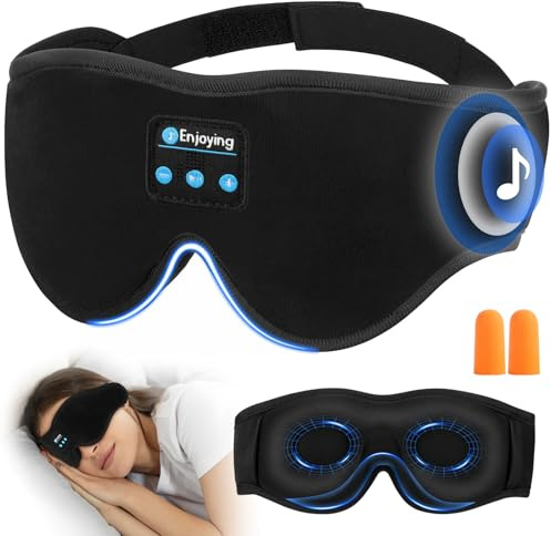 URAQT 100% Blackout Bluetooth Sleep Masks, 3D Adjustable Deep Eye Mask, Zero Pressure Sleeping Eye Mask, Wireless Bluetooth Sleep Headphones,Unisex for Sleeping, Nap, Travel