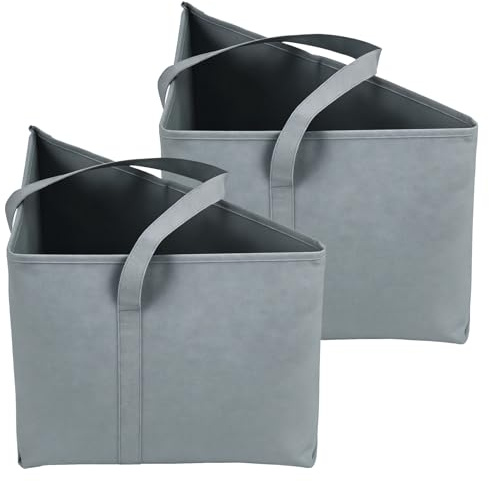 VLUNT 2 Pcs Foldable Coat Hanger Storage Bag with Two Carry Handles | Triangle Clothes Hanger Organiser Multi-Purpose Hanger Storage for Home Travelling Space-Saving (Blue-Gray)