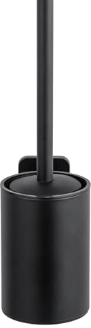 WENKO Turbo-Loc® WC-Garnitur ohne Bohren, Toilettenbürste Silikon | Wandmontage, Klobürste mit Behälter & Halterung aus rostfreiem Edelstahl, schwarz matt, Mod. Porto Black