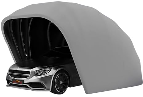 Tettoia Auto Pieghevole con Struttura, Garage Portatile per Vialetto in Acciaio & Telo Impermeabile, Carport Esterno per SUV, Furgone o Camper – 5,5 x 2,5 x 2,3 m