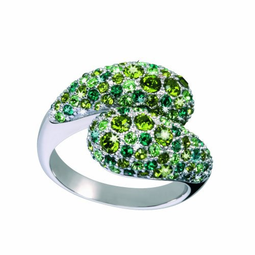 Glamour World Ring 925 Sterlingsilber mit Swarovski-Kristallen peridot/olive