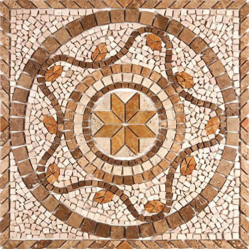 Rosone Rosoni Mosaico in marmo, per interno ed esterni, Praga, cm.66x66