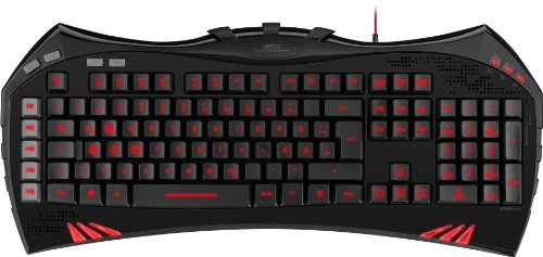 Speedlink Virtuis Advanced Clavier Gaming Français Maquette (Éclairage Rouge, 5 Profils, 84 Touches Configurables, 6 Touches Multimédias et 5 Touches Macros)