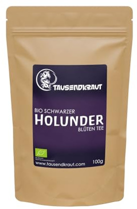 Holunder Blütentee BIO (100g) [herrlich erfrischend und lecker] Tausendkraut