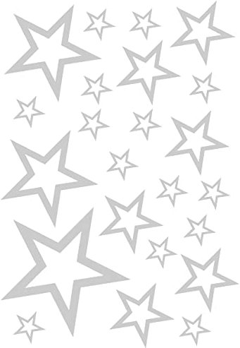 Samunshi® Wandtattoo Sterne Set 'Outline' 14x2,5cm6x5cm2x7,5cm1x10cm silber