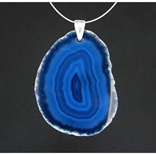 Colgante de Agata (baño de Plata) Color Azul Minerales y Cristales, Belleza energética, Meditacion, Amuletos Espirituales