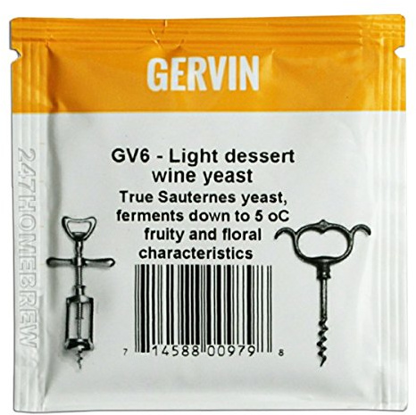 Gervin GV6 Light Dessert Wine Yeast - 5g Sachet - True Sauternes Yeast for Fermenting at Low Temperatures & for Fruity Floral Wines