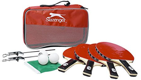 Slazenger- Set de Ping Pong Raqueta de Tenis de Mesa, Color Red, 27 x 18 x 4 cm (22542)