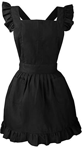 LilMents Retro Adjustable Ruffle Apron Kitchen Cooking Baking Cleaning Maid Costume