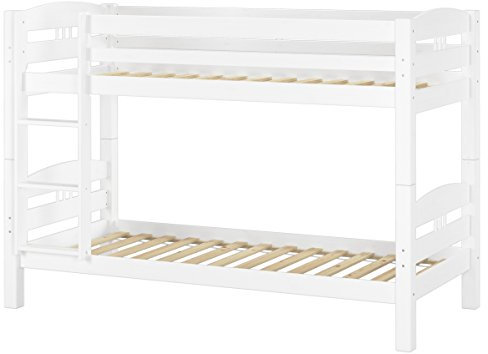 Erst-Holz Etagenbett Kiefer weiß 90x200 Massivholz-Stockbett Kinderbett Rollroste 60.10-09 W