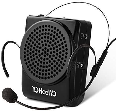 YOHOOLYO Mini Amplificatore Altoparlante di Voce 20W da Cintura Ricaricabili, Microfono Portatile Speaker con Microfono Auricolare Regolabile, Amplificatore Vocale per Insegnanti Guida Turistica