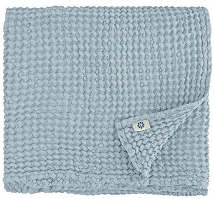 Linen & Cotton Premium-Qualität Waffel Tuch Saunatuch Strandtuch Handtücher Badetücher Duschtücher Gästehandtücher EZRA, 48% Leinen, 52% Baumwolle - 50 x 70cm (Hellblau/Türkis)