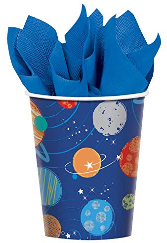 (PKT) Blast Off Birthday Paper Cups 266ml (8 pk)
