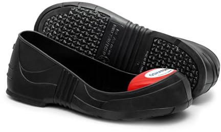 Oshatoes OST Unisex Steel Toe Shoe Covers – Slip-Resistant Lightweight PVC Safety Overshoes with Color Coded Sizing, Red, Large Men's Shoes 10-11 / Women's Shoes 12-13