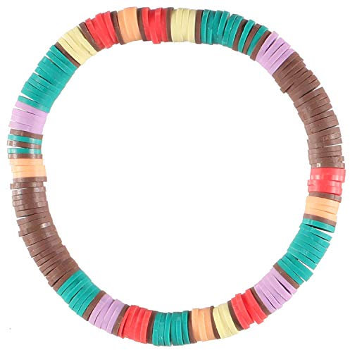Bracelet élastique perles rondelles heishi de couleur acidulée